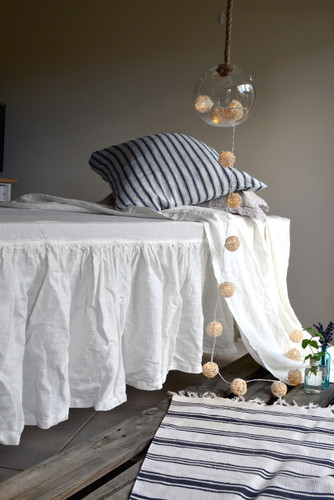 Ivory Heavy weight Linen Ruffled Valance⎮Bedskirt⎮Dust Ruffle