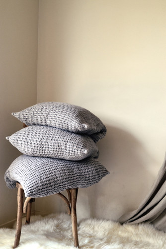 Fossil Grey Waffle Linen Pillow Case. Super heavy weight linen