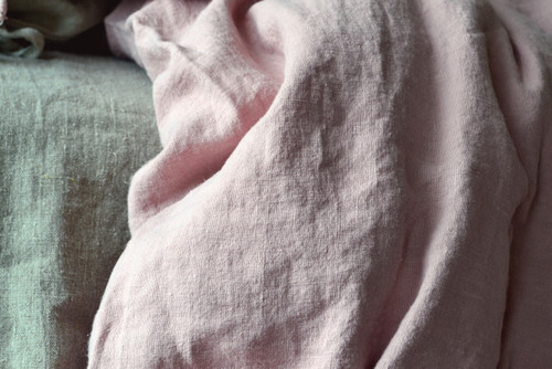 Rose Quartz Rustic Heavy weight linen pillow case with ties