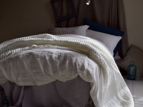 Pure Elegance, Antique white stonewashed linen duvet/quilt cover