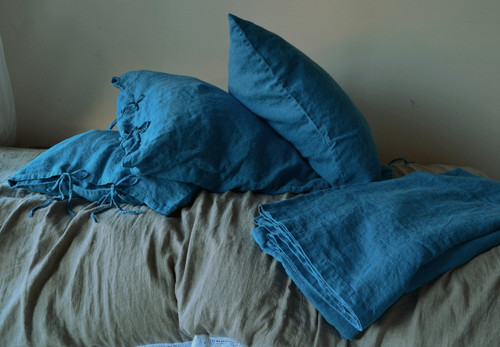 Teal Heavy Linen Bed cover/Coverlet