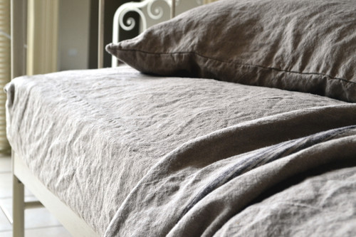 Rustic Rough heavy weight linen fitted sheet, Natural