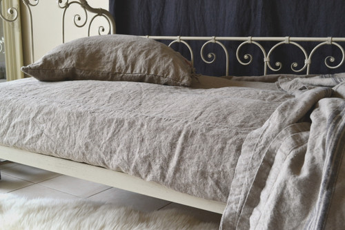 Rustic Rough heavy weight linen fitted sheet, Natural