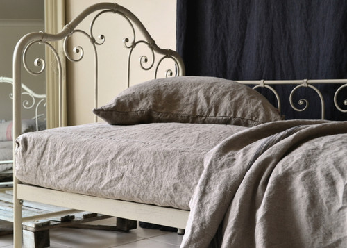 Rustic Rough heavy weight linen fitted sheet, Natural