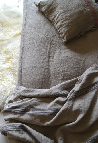 Rustic Rough heavy weight linen fitted sheet, Natural
