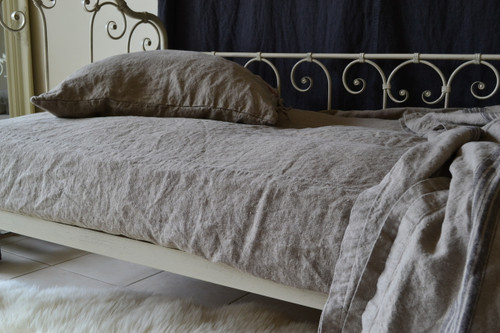 Rustic Rough heavy weight linen fitted sheet, Natural