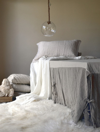 Natural Heavy weight Linen Box Pleated Valance⎮Bedskirt⎮Dust Ruffle