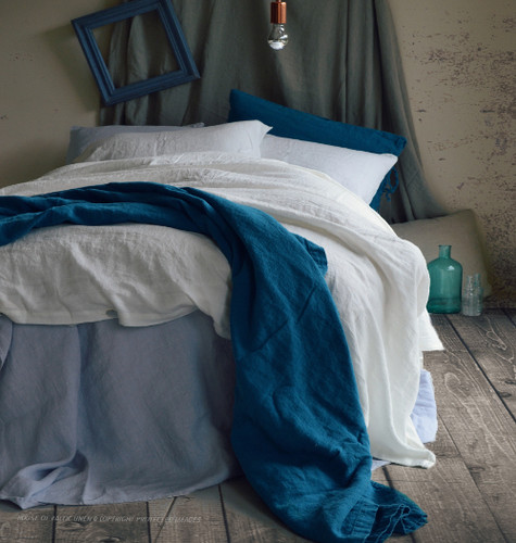 Pure Elegance, Bright white stonewashed linen duvet/quilt cover
