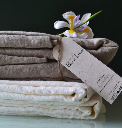 Luxurious linen King size top sheet, Natural