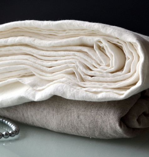 Luxurious Bright white linen sheet. Top/Flat sheet