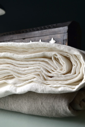 Luxurious Bright white linen sheet. Top/Flat sheet