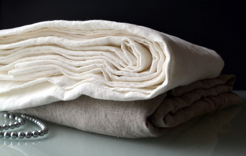 Luxurious Bright white linen sheet. Top/Flat sheet