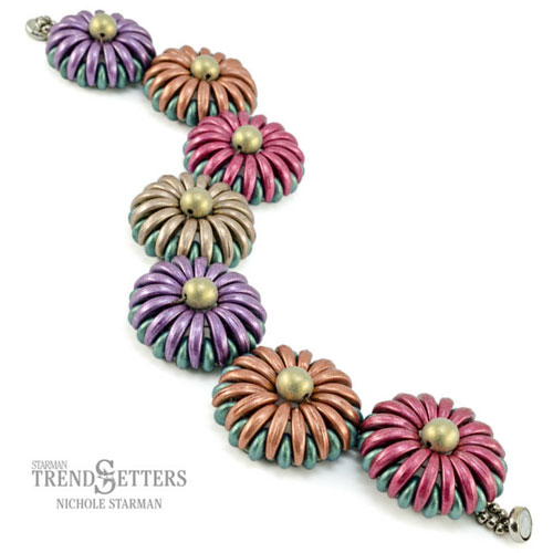 chrysanthemum bracelet free beading pattern