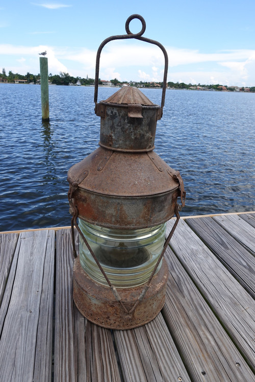 XXL Vintage Galvanized Steel Hanging anchor ship's marine lantern