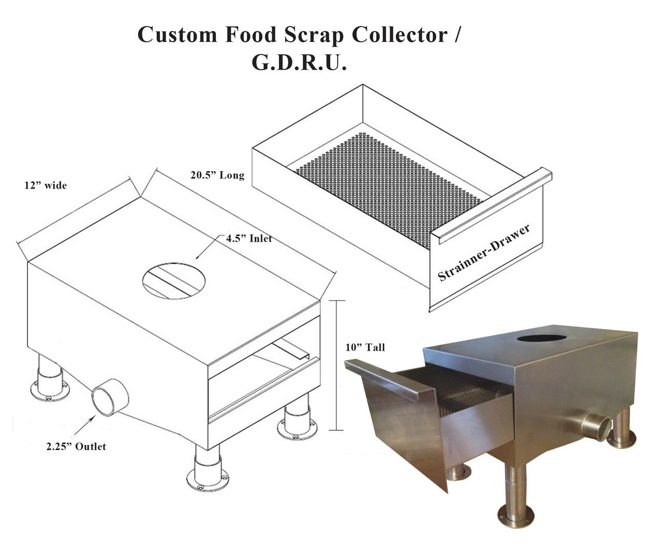 Custom Food Scrap Collector and Commercial Strainer for Restaurants and