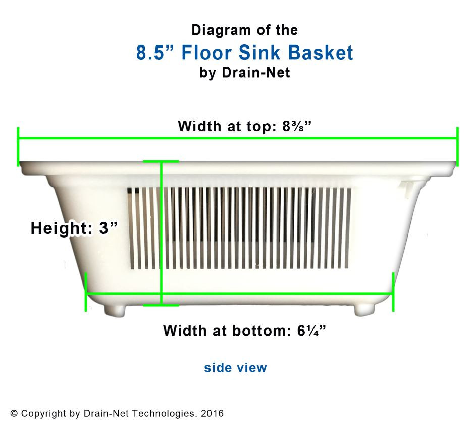 FLOOR SINK BASKET 8.5" Dimensions