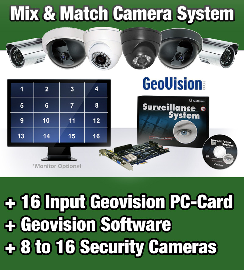 Geovision 8 to 16 Camera Video Security Camera System with 16 Input