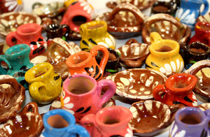 Mexican Clay Pottery Doll House Miniature Dishes - Set Of 20