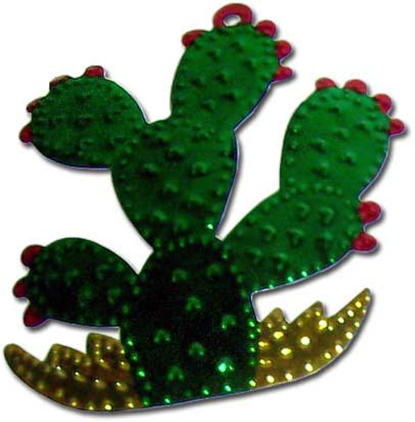 Mexican Tin Christmas Ornament - Cactus Nopal