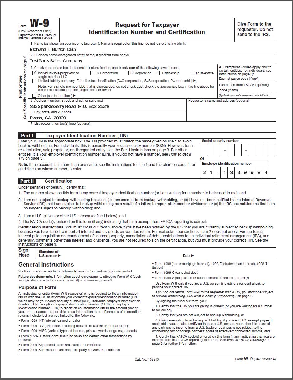 When is a W-9 form required?