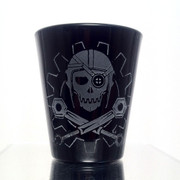 Steamy Roger shot glass (black)