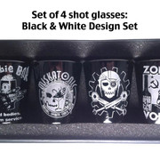 Shot Glass set of 4: Black and White design set