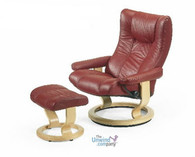 Ekornes Stressless Eagle Recliner Chair - Paloma Leather with Natural Wood Base - Stunning, Norwegian Quality