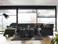Ekornes Stressless E40 3 Seat with Longseat left. Shown with optional right sectional items & accessories.