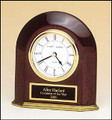 Rosewood Piano-Finish Arched Table Clock with Solid Brass Base
