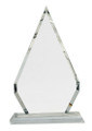 Crystal Diamond Mounted on a Crystal Pedestal with Sandblasted Engraving 10.75" Tall