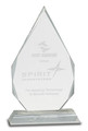 Crystal Diamond Mounted on a Crystal Pedestal with Sandblasted Engraving 9" Tall