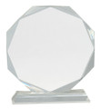 Crystal Octagon Mounted on a Crystal Pedestal with Sandblasted Engraving 8" Tall