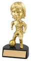 Soccer Female Bobble Head Bright Gold Resin 6" Tall