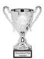 Silver Metal Cup on Black Marble Base 15.5" Tall