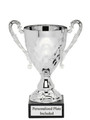 Silver Metal Cup on Black Marble Base 14" Tall