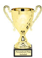 Gold Metal Cup on Black Marble Base 17.5" Tall