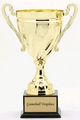 Gold Metal Cup on Black Marble Base 19" Tall