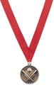 Medal with Red Ribbon with No Engraving