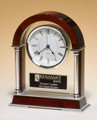 Rosewood Piano-Finish Mantle Clock with Chrome Plated Posts and Silver Aluminum Accents
