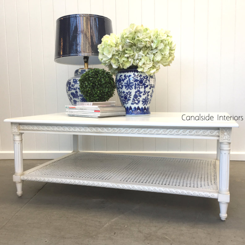 Hamptons Rattan Coffee Table Distressed White Sold Out More