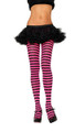 Pink and Black Striped Opaque Pantyhose Tights 8080
