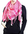 White And Pink Arab Shemagh Houndstooth Scarf 2077