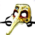 Red and Gold Ornate Long Nose Mask 1840