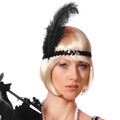Black Flapper Headband with Feather 1719