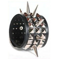 80's Punk Deluxe Silver Spikes Biker Wristband 6509