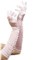 Pink Long Ruched Satin Gloves 5097