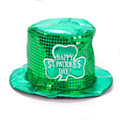 St Patricks Green Sequin Top Hat 5853