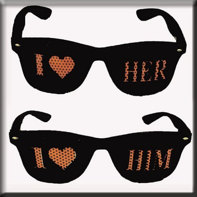 I Love Him & I Love Her Customized Pin Hole Sunglasses