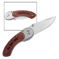 Engraved Pocket Knife with Curved Handle