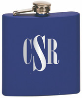 Custom Engraved Stainless Steel Flask in Matte Blue